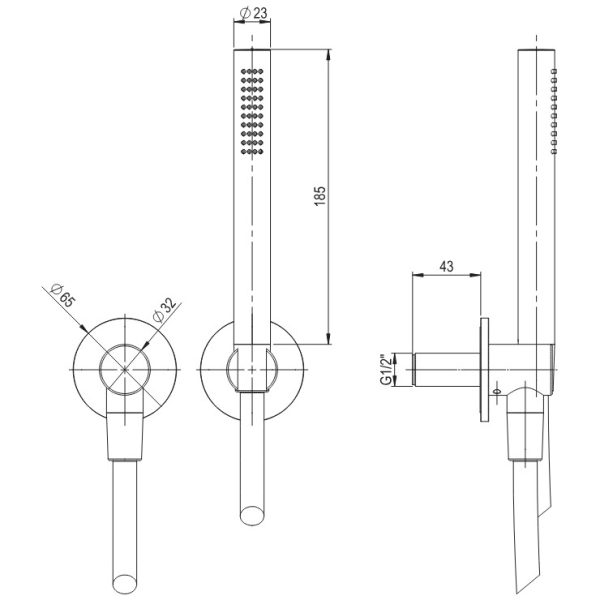 Shower Set with wall connection Smith Brushed Inox 316L - Image 2