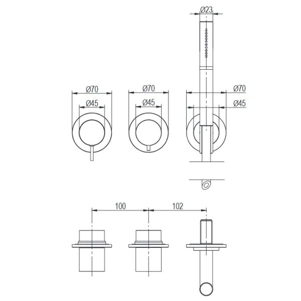 Σετ ντουζ με δύο εξόδους και ντουζάκι Brushed Inox 316L ENIGMA - Image 2