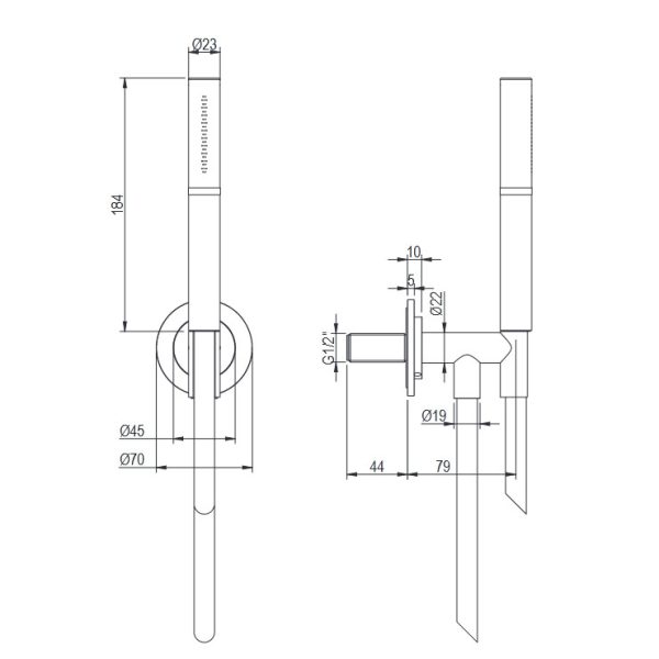 Σετ ντουζ με εύκαμπτο σωλήνα ENIGMA Brushed Inox 316L - Image 4