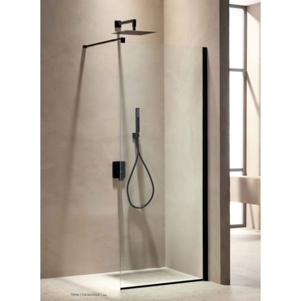 Σταθερό Πάνελ Ντουζιέρας Free Black (WALK-IN) 70x1,95cm