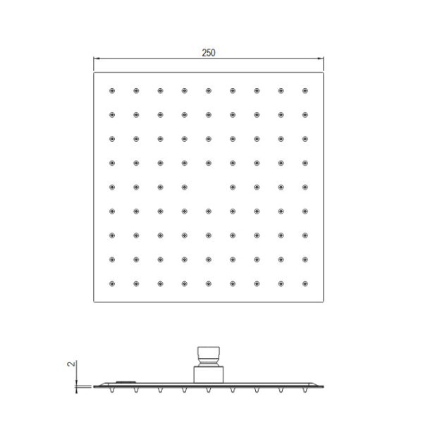 Τετράγωνη Κεφαλή Ντουζ Exo 25cm Brushed Inox 304L - Image 2