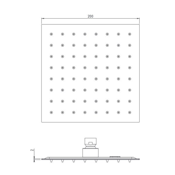 Τετράγωνη Κεφαλή Ντουζ Exo 30cm Brushed Inox 304L - Image 4