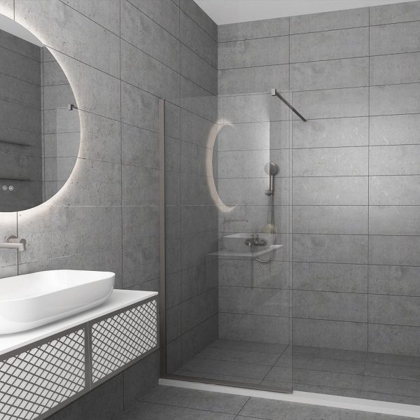 Καμπίνα ελεύθερης τοποθέτησης Serena Brushed nickel 185x80cm
