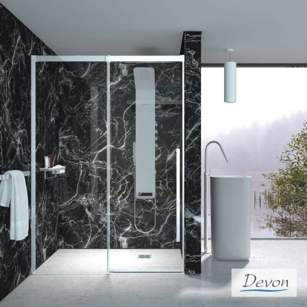 Sliding shower door Smooth 120(121-123.5) Devon Clean Glass Chrome