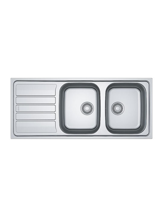 Inset Sink Inox Satin L116xW50cm Silver