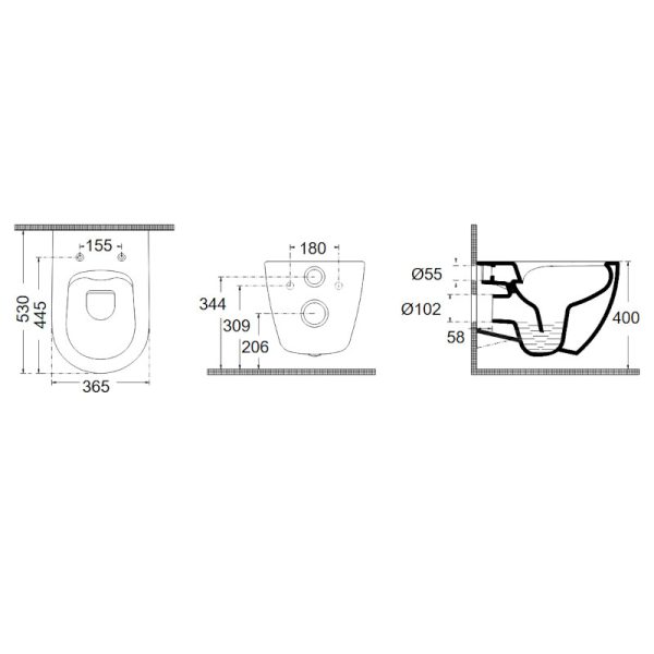Λεκάνη Κρεμαστή LENTA/53 Rimless με κάλυμμα Soft Close MS38C, Bianco Ceramica Ivory Matt - Image 2