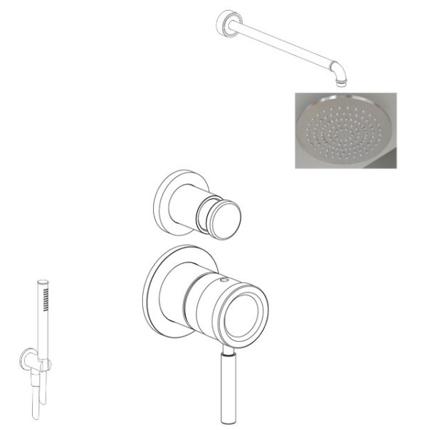 Σετ Ντουζ Εντοιχισμού MINI RETRO BRUSHED INOX 316L