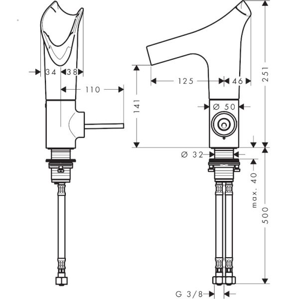 AXOR STARCK V Chrome Basin Mixer Tap - Image 6