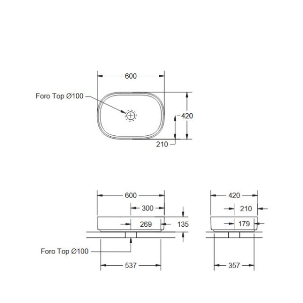 Νιπτήρας Επικαθήμενος Οβάλ KOLU 60 60x42x13,5cm:h Cola (Lumenit) - Image 5
