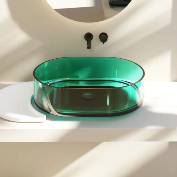 Νιπτήρας Επικαθήμενος Οβάλ BOXY ROUND L 60x42x17cm:h Menta (Lumenit)