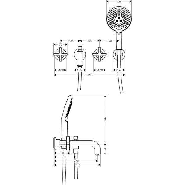 Μπαταρία Λουτρού AXOR Citterio Chrome - Image 2