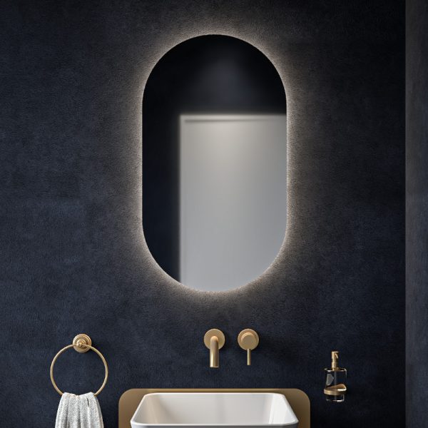 Καθρέπτης μπάνιου Led Semi Oval 45×80