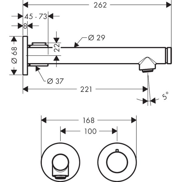 AXOR Uno Chrome Built-in Basin Mixer - Image 2