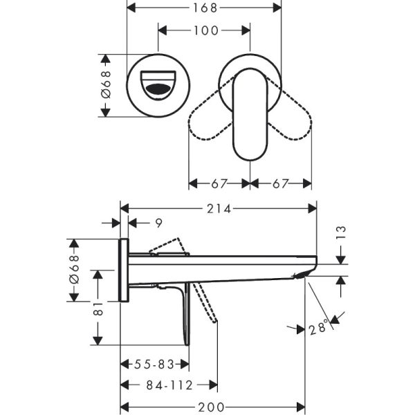 Rebris S Chrome Built-in Basin Mixer - Image 3