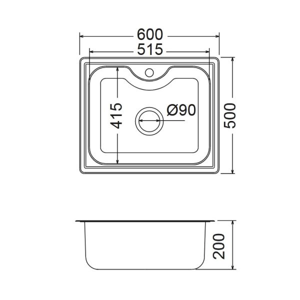 Νεροχύτης Κουζίνας Ανοξείδωτος Arena 60x50 Fortinox Inox Λείο - Image 2