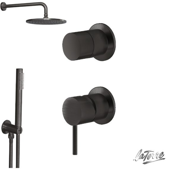 Σετ Ντουζ Εντοιχισμού ELLE 316 INOX PVD BLACK BRUSHED LA TORRE
