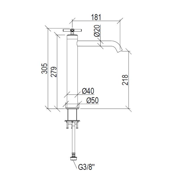Μπαταρία Νιπτήρος Ψηλή NODO BRUSHED INOX 316L - Image 2