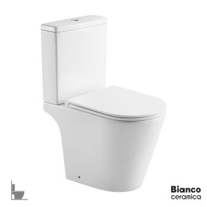 Low pressure toilet with backsplash AMELIA/59 White
