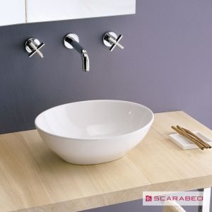 Porcelain Washbasin Ovo 41x33.5 Scarabeo White
