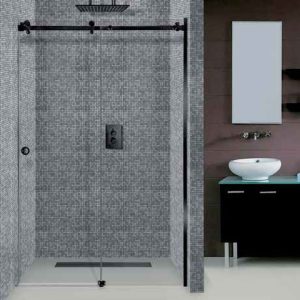 LORA 70 Linear Cabin (1 fixed +1 folding) 139-140cm x h: 200cm Black Matt AQUARELLE