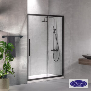 Sliding shower cabin door Flow 100, height 195cm + fixed side door glass