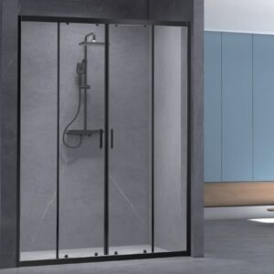 Inline Cabin with two fixed and two sliding doors CLEVER 80 196-200 BLACK PLUS