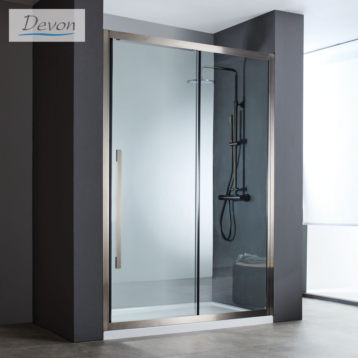Sliding Cabin NOXX SLIDER 140 (137-139) 200 (1fixed+1sliding)PVD Brushed Black DEVON