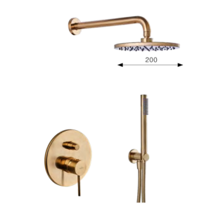 Etna Minimal Brushed Gold Built-in Shower Set