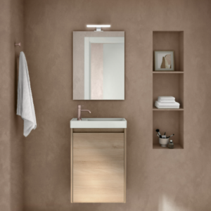 ENJOY 45cm Furniture Set (base unit + washbasin + mirror + light) Nordic Oak (RO5)